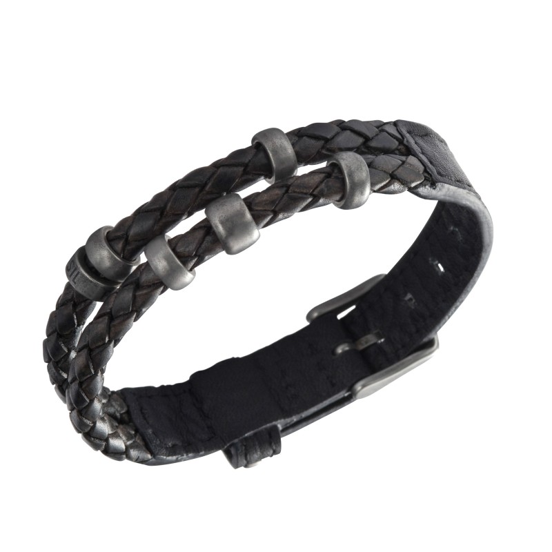 Bracelet Fossil en acier et cuir