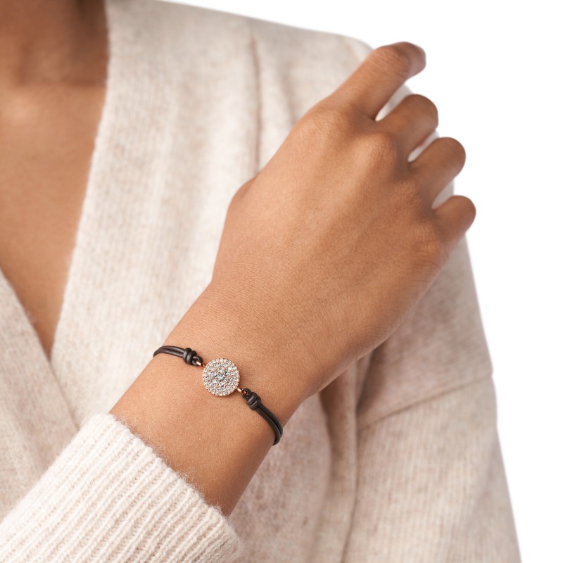 Bracelet Fossil en acier et cuir