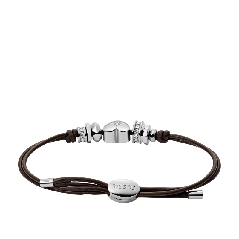 Bracelet Fossil en acier et cuir