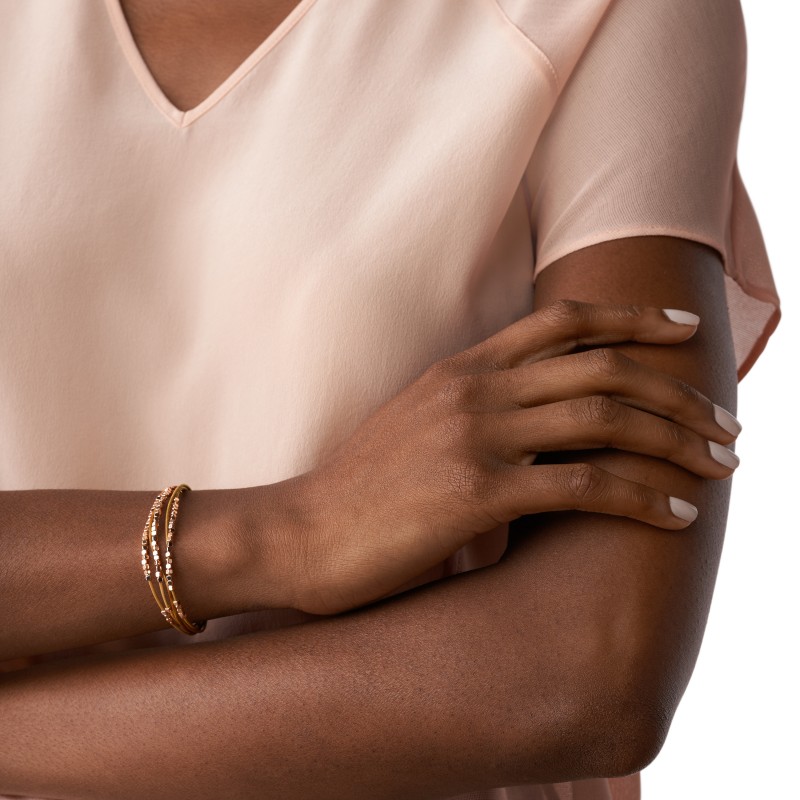 Bracelet Fossil en cuir et laiton