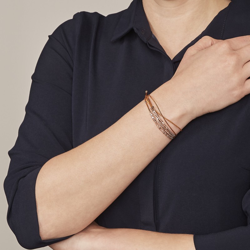 Bracelet Fossil en cuir et laiton