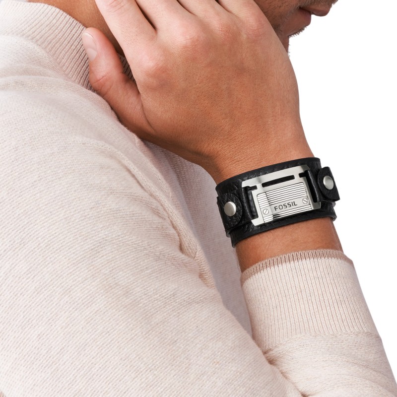 Bracelet Fossil en cuir et acier