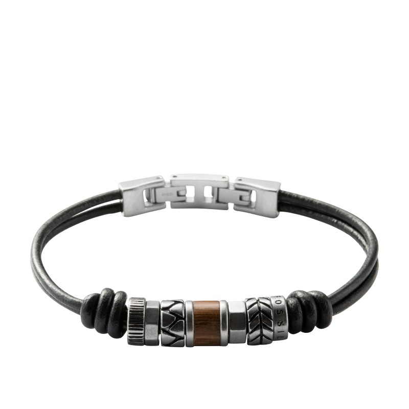 Bracelet Fossil en acier et cuir