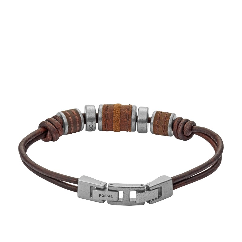 Bracelet Fossil en acier et cuir