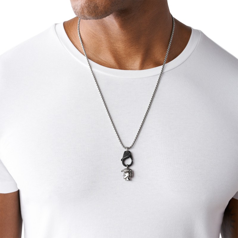 Collier homme en acier diesel tête de mohican