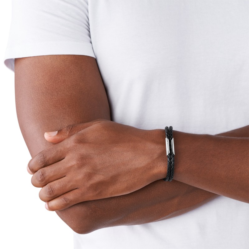 bracelet noir cuir tissé  Diesel