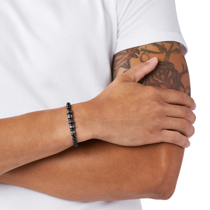 Bracelet Homme Diesel Etnik pierres noires