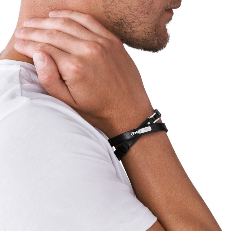 Bracelet Homme Diesel cuir noir