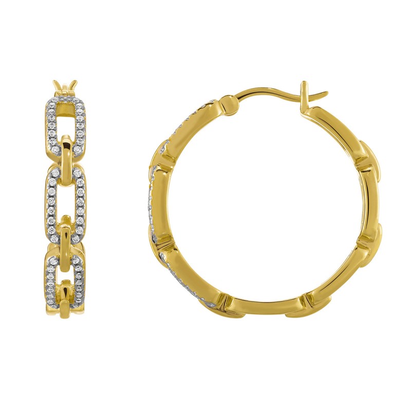 Boucles d'Oreilles Créoles CHARLES GARNIER en plaqué or et oxydes de zirconium