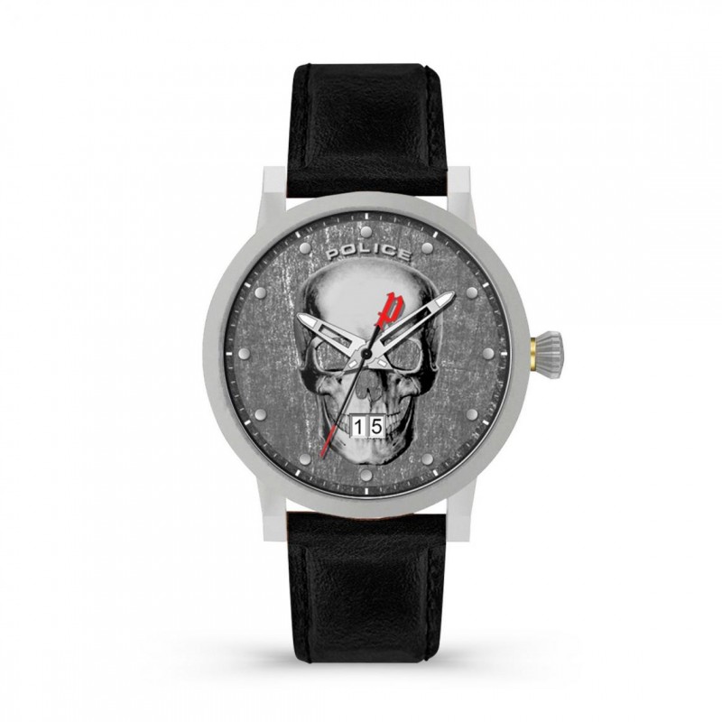 Montre Police Homme Collection COLLIN Bracelet en Cuir Noir
