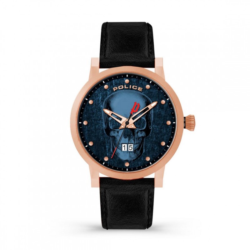 Montre Police Homme Collection COLLIN Bracelet en Cuir Noir