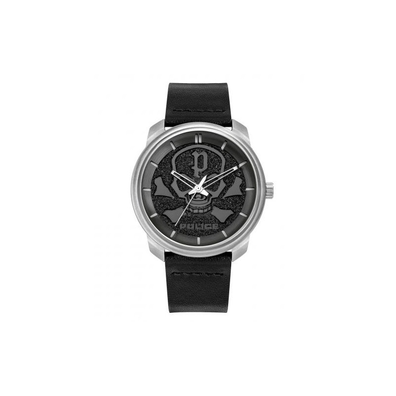 Montre Police Homme Collection BLEDER Bracelet en Cuir Noir