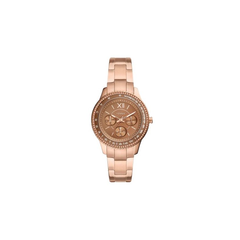 Montre Fossil Femme Collection STELLA Bracelet en Acier Doré Rose