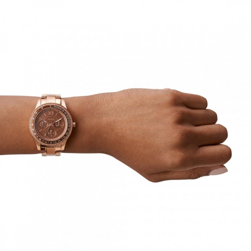 Montre Fossil Femme Collection STELLA Bracelet en Acier Doré Rose
