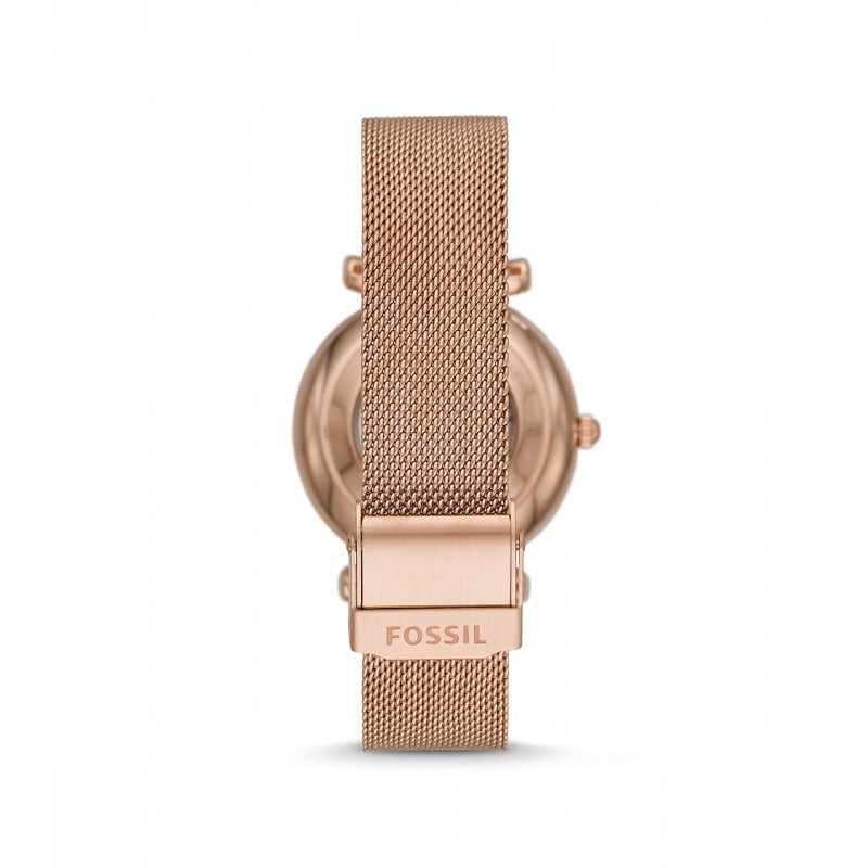 Montre Femme Fossil CARLIE Automatique en Maille Milanaise inoxydable Doré Rose