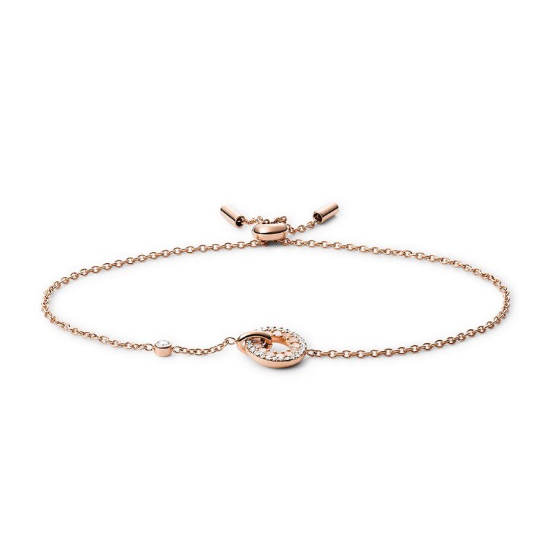 Bracelet Fossil acier doré rose