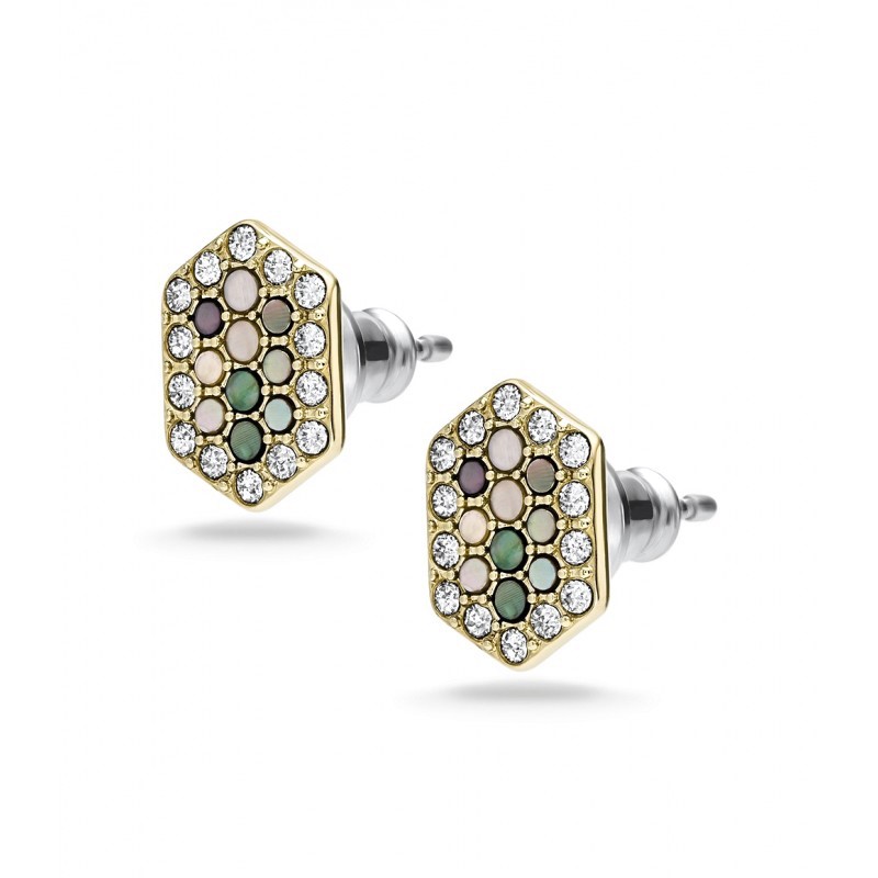 boucles d'oreilles Val Holiday Sparkles en nacre et acier dore