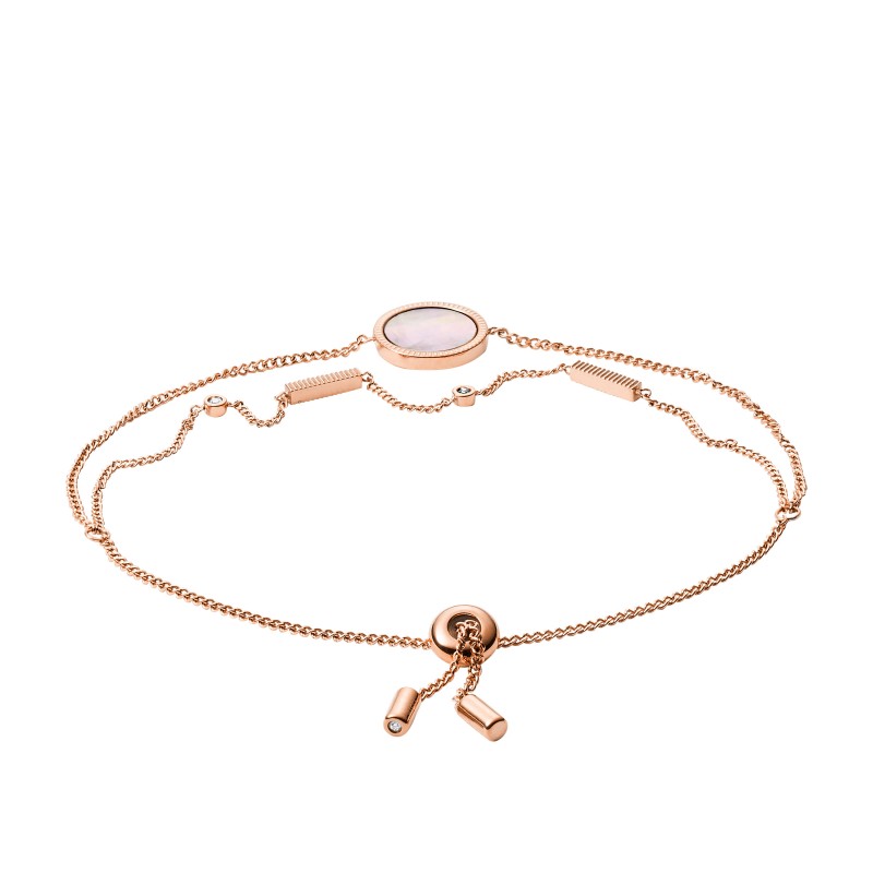 Bracelet Fossil en acier doré rose et nacre rose
