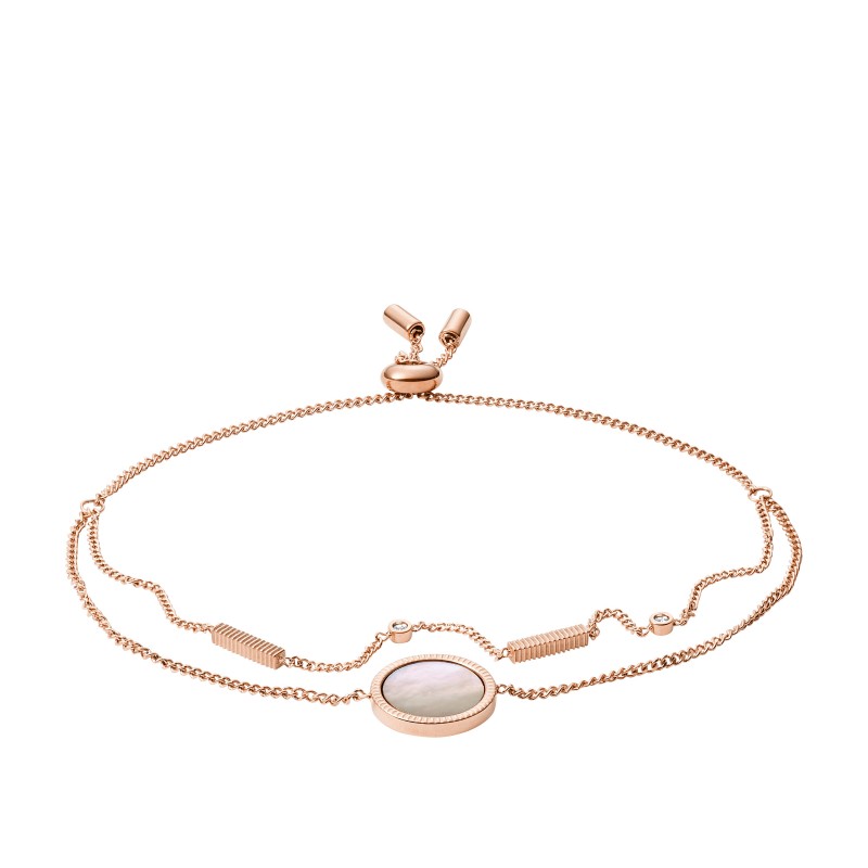 Bracelet Fossil en acier doré rose et nacre rose