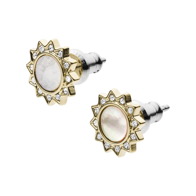 Boucles d'Oreilles Clous You Are My Sunshine en acier et nacre