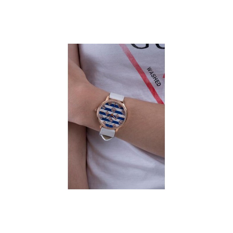Montre Femme Guess Bracelet en Cuir Blanc