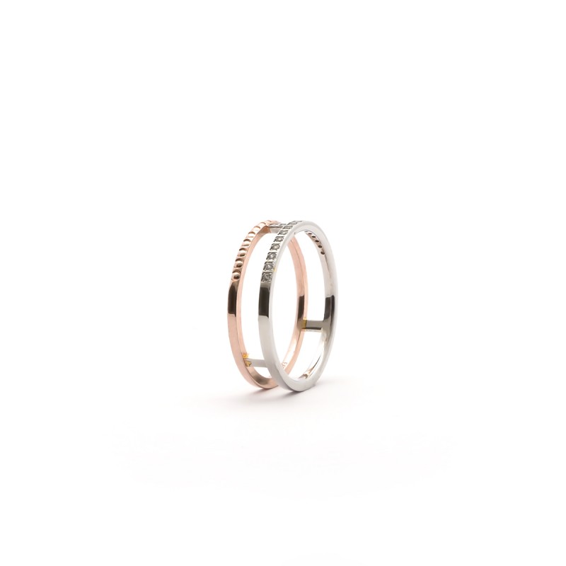 Alliance Carador de fabrication française en or bicolore 750/000 et diamants