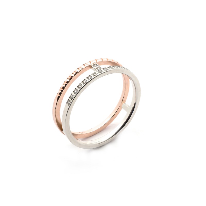 Alliance Carador de fabrication française en or bicolore 750/000 et diamants