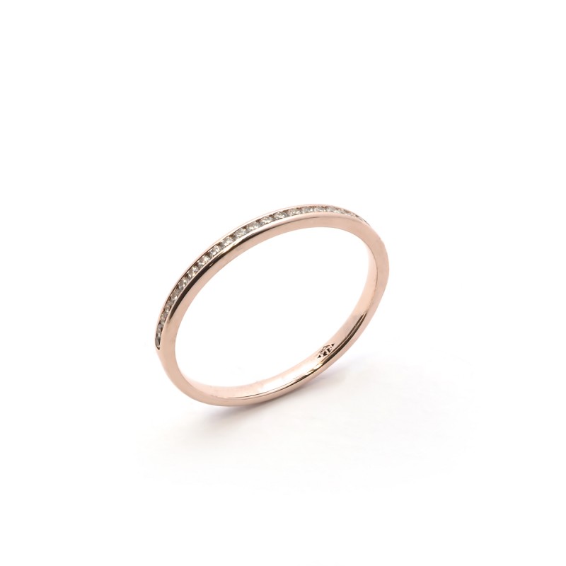 Alliance Carador de fabrication française en or rose 375/000 et diamants