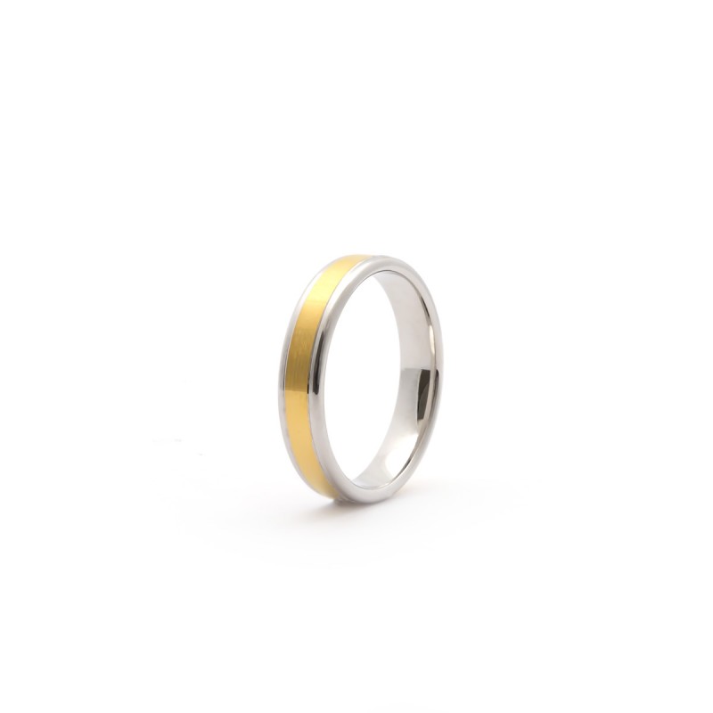 Alliance Or bicolore 375/000 Homme ruban 4 mm