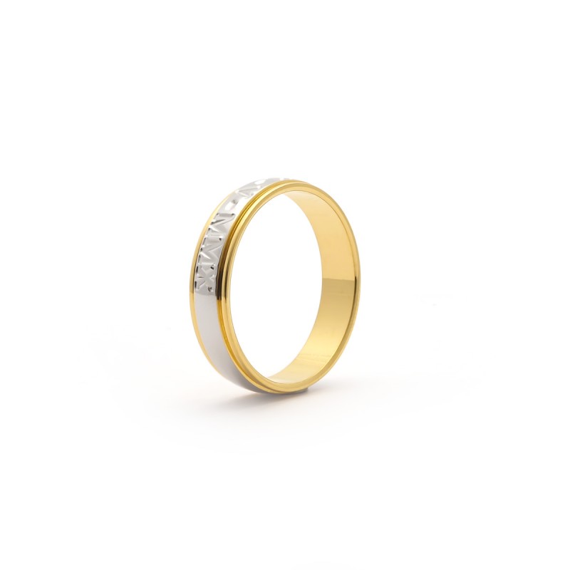 Alliance deux ors 375/000, chiffres romains 5 mm