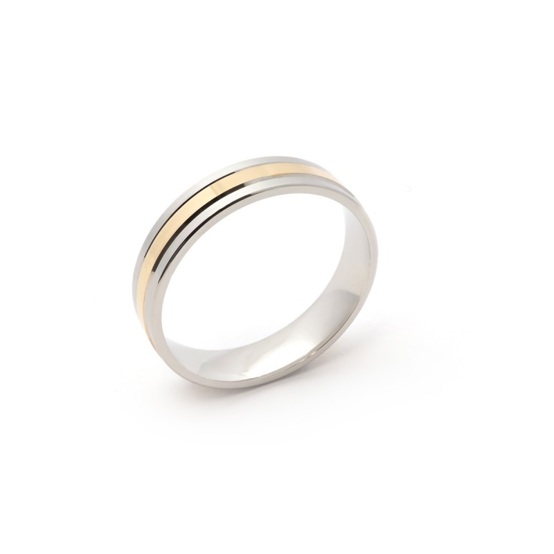 Alliance homme ajourée Or blanc et Or rose 375/000 ruban 5 mm