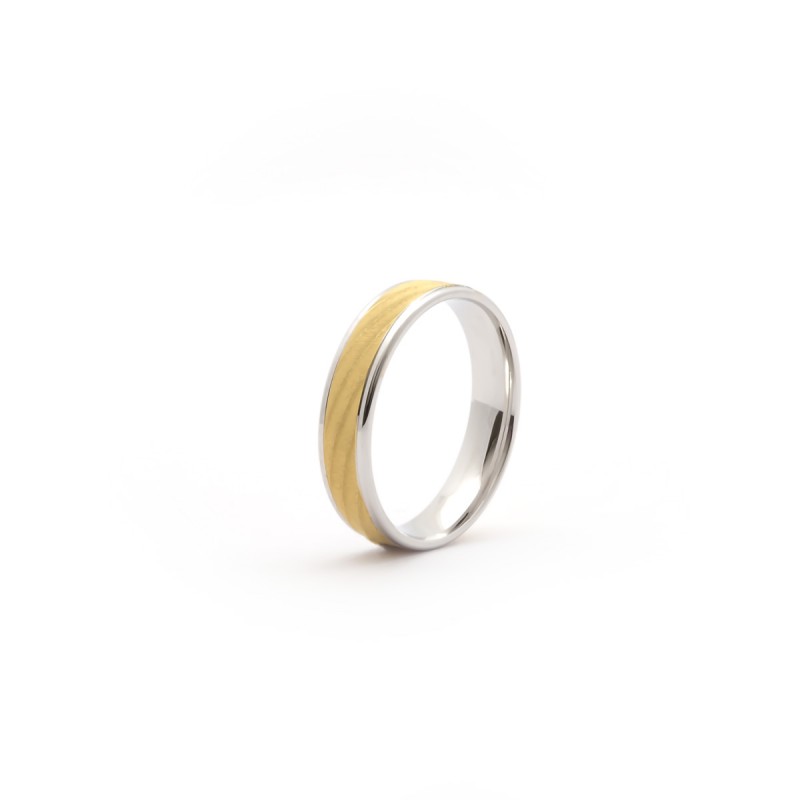 Alliance homme Or blanc et jaune 375/000 Ruban 5 mm