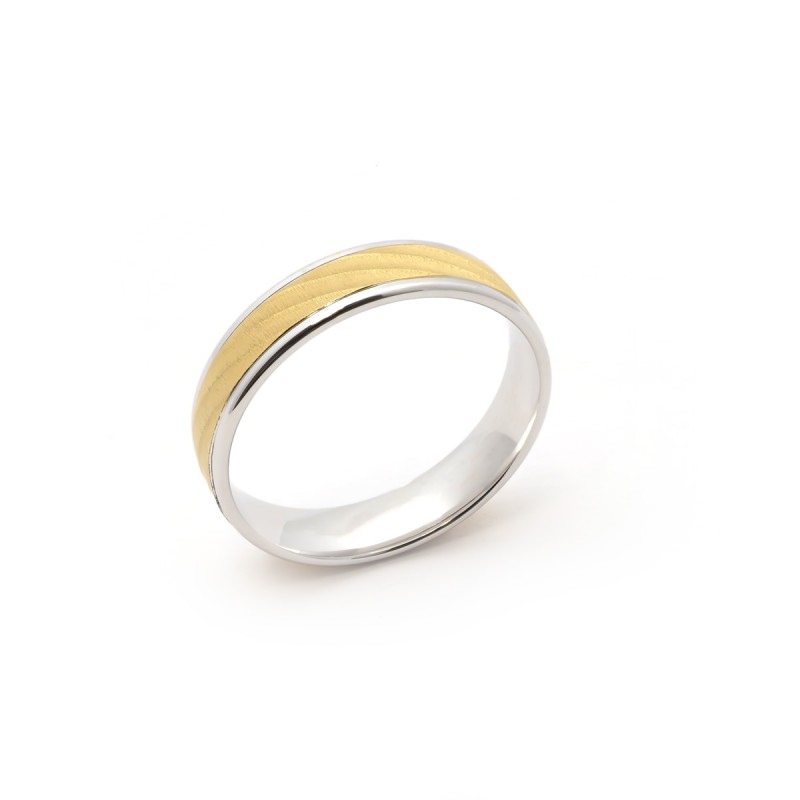 Alliance homme Or blanc et jaune 375/000 Ruban 5 mm