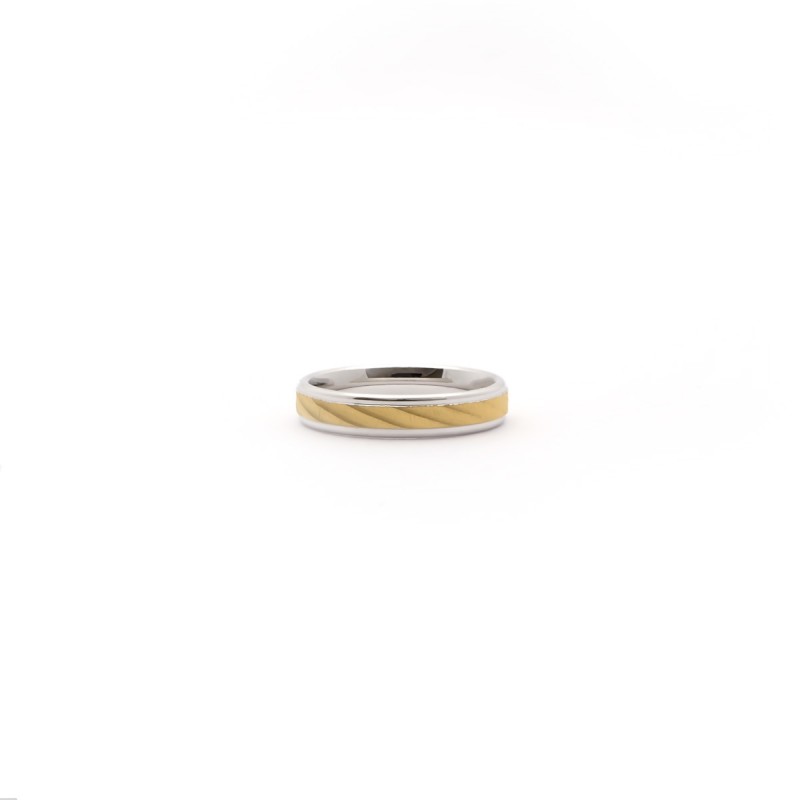 Alliance Mixte Or 750/000 blanc et jaune effet sablé 4 mm