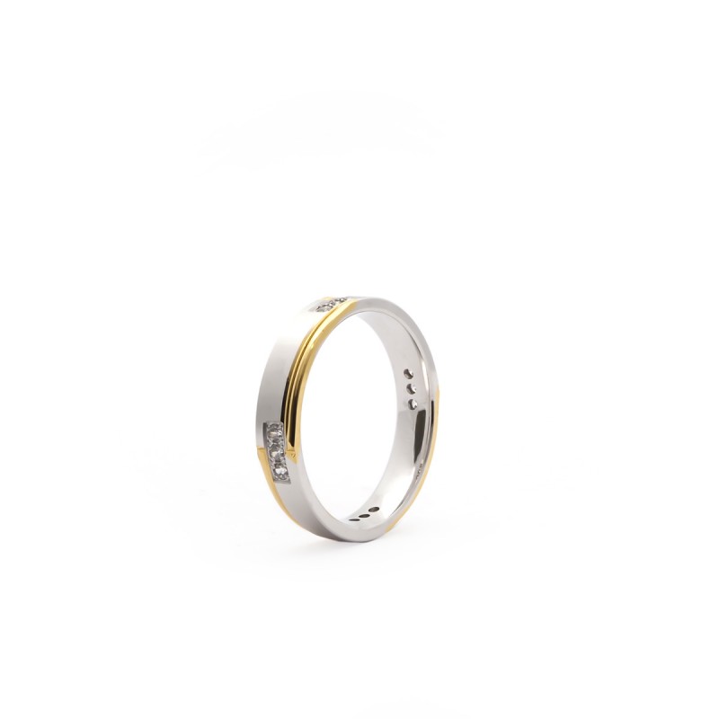 Alliance deux ors 750/000 et diamant, 4 mm