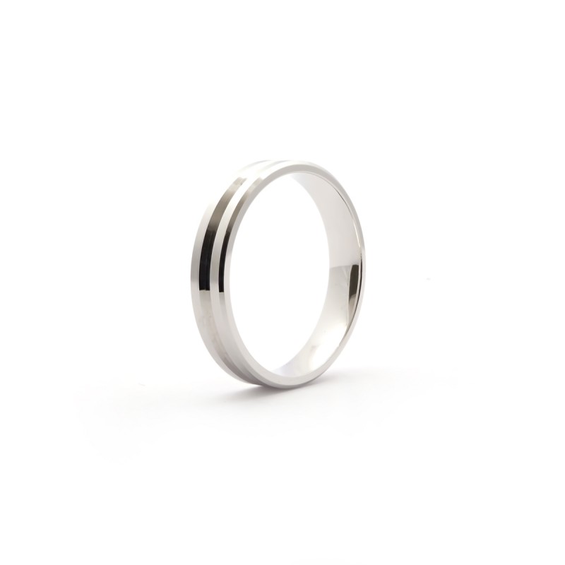 Alliance Homme Or blanc 375/000 striée ruban 4,5 mm