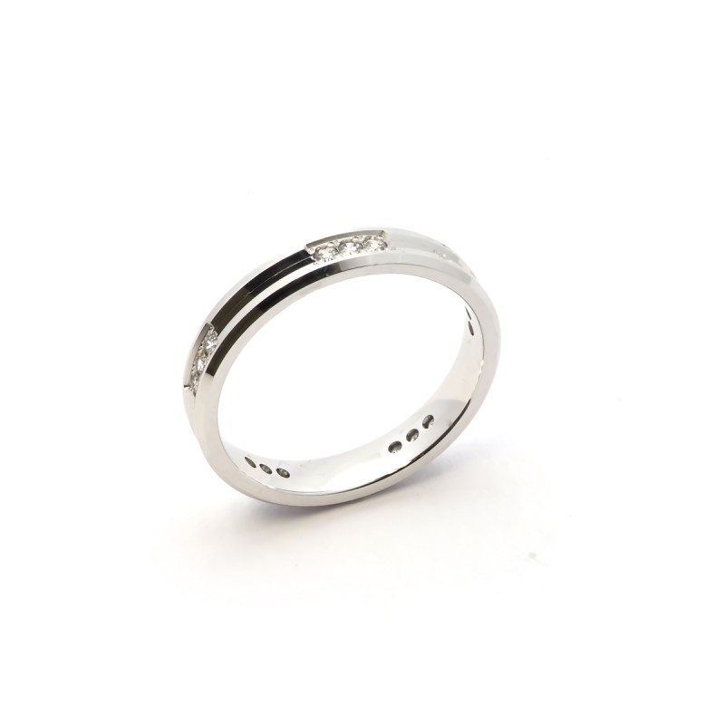Alliance Or blanc 750/000 et diamant, 3.5 mm