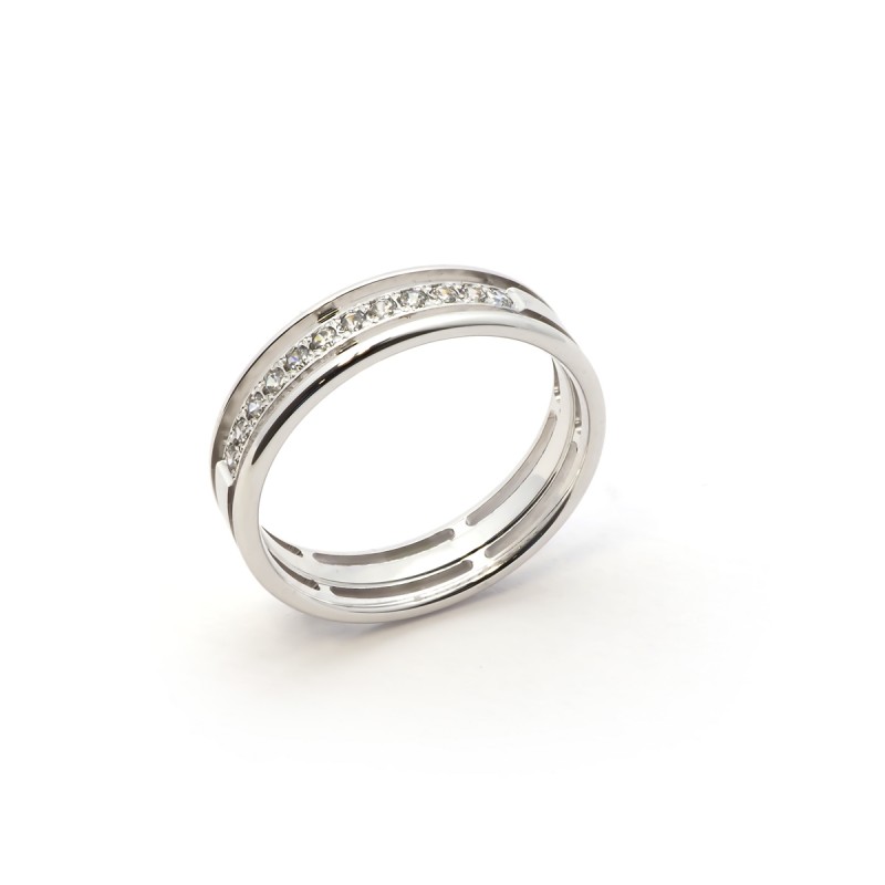 Alliance or blanc 375/000 SERTI GRAIN 12 DIAMANTS