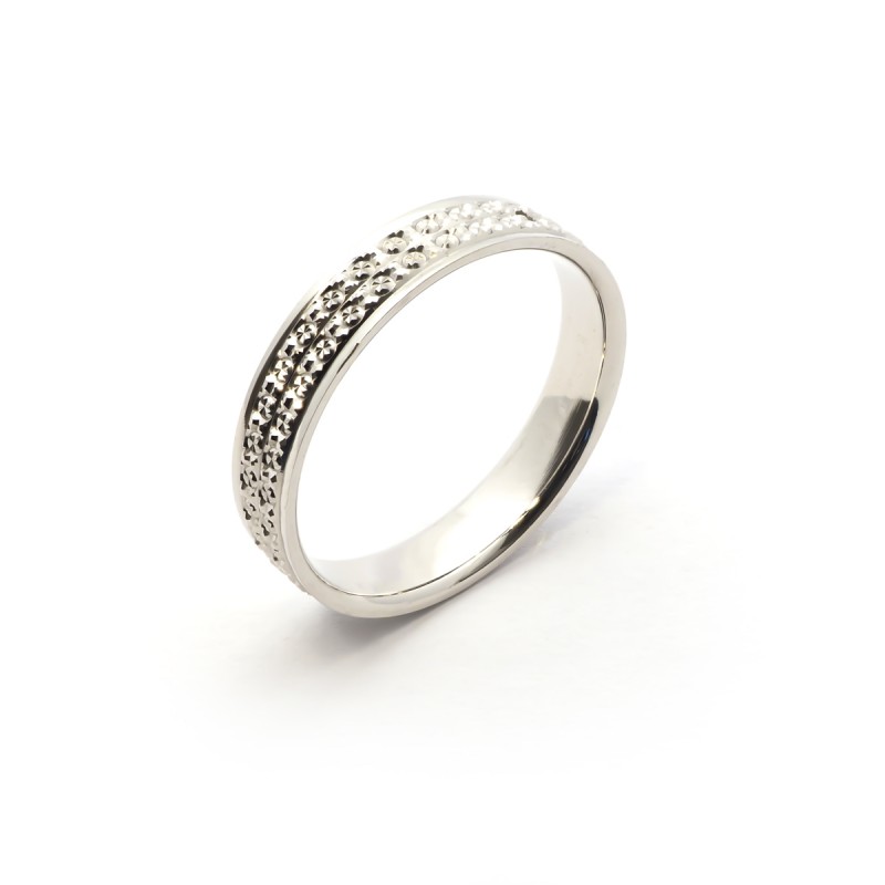 Alliance fantaisie or blanc 375/000