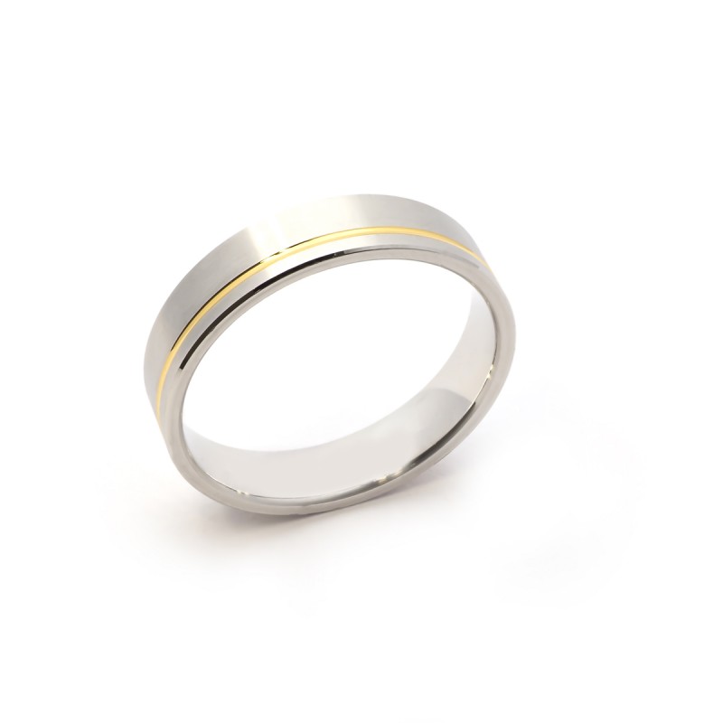 Alliance Homme Or 375/000 blanc et jaune Ruban 5 mm