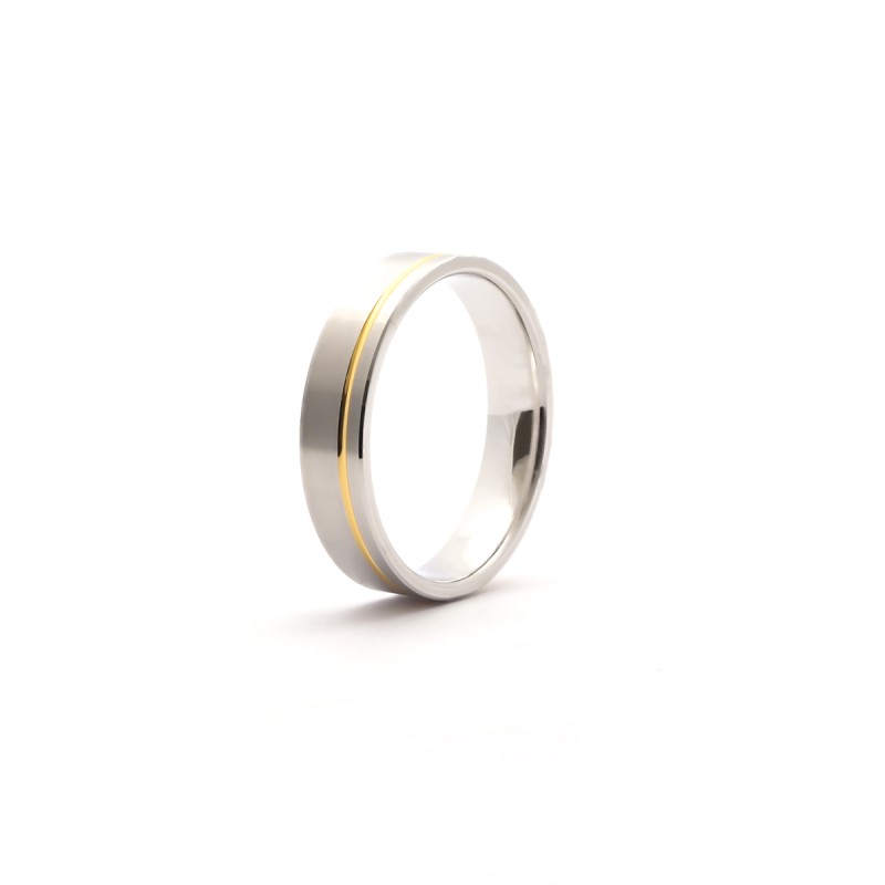 Alliance Homme Or 375/000 blanc et jaune Ruban 5 mm