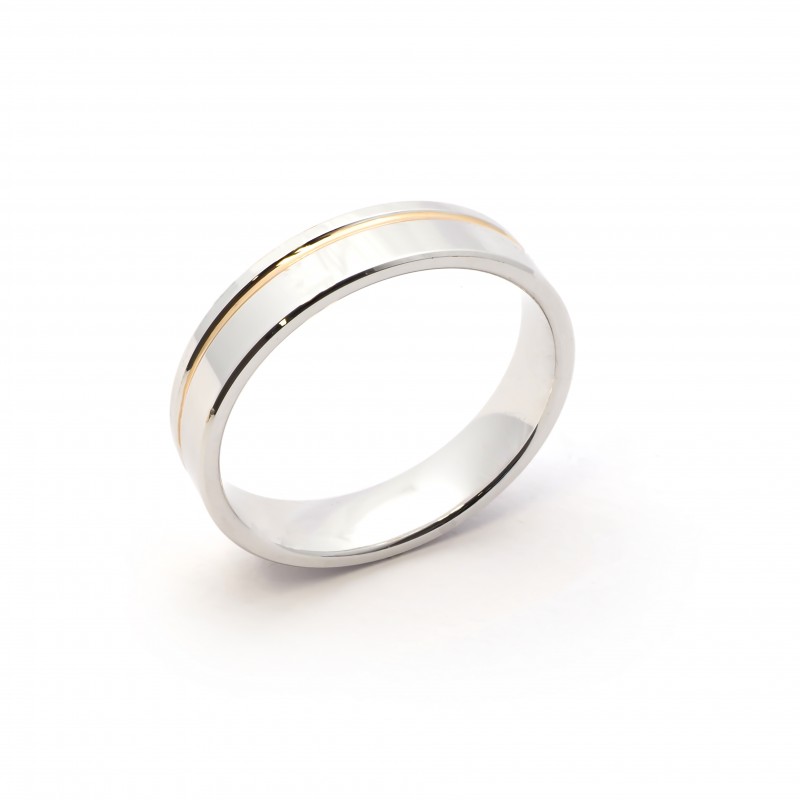 Alliance mariage Homme Or bicolore 375/000 Ruban 5 mm