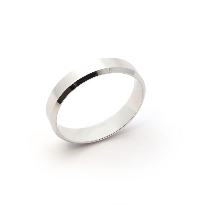 Alliance Homme Or blanc 750/000 demi jonc Ruban 4,5 mm 5,53g