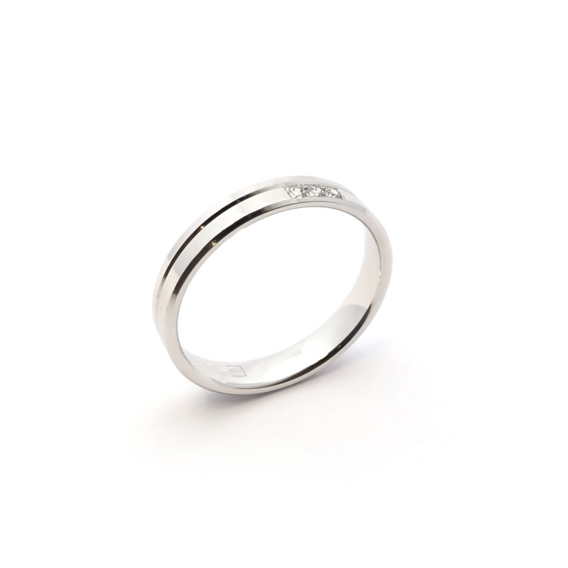 Alliance Or blanc 750/000  et diamants, 3.5 mm