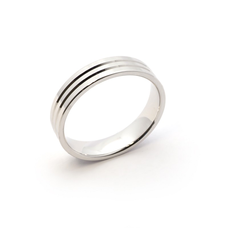 Alliance or blanc 375/000, ruban plat 5 mm