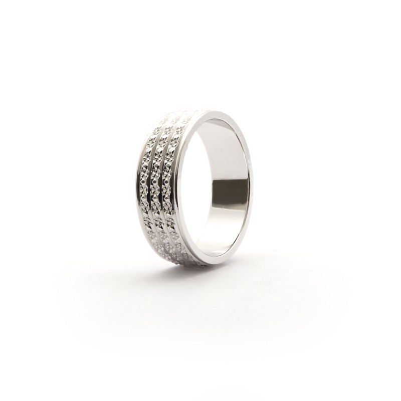 Alliance Homme Or blanc 750/000 Ruban 6 mm ciselée 5,78g