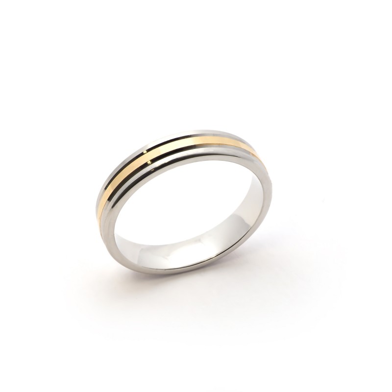 Alliance or rose et blanc 375/000 Mixte Ruban 4 mm