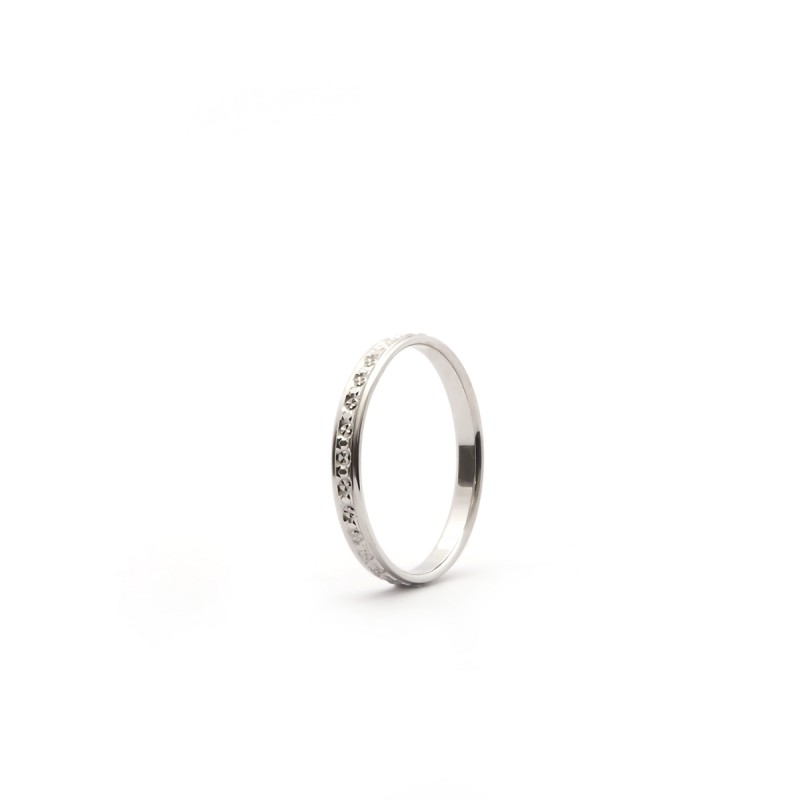 Alliance Femme Or blanc 375/000 Ruban 2,5 mm Anneau ciselé 1,24g