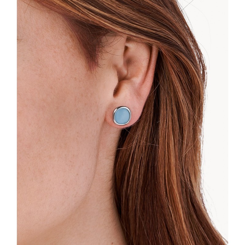 Boucles d'oreilles Skagen Sea Glass bouton Bleu