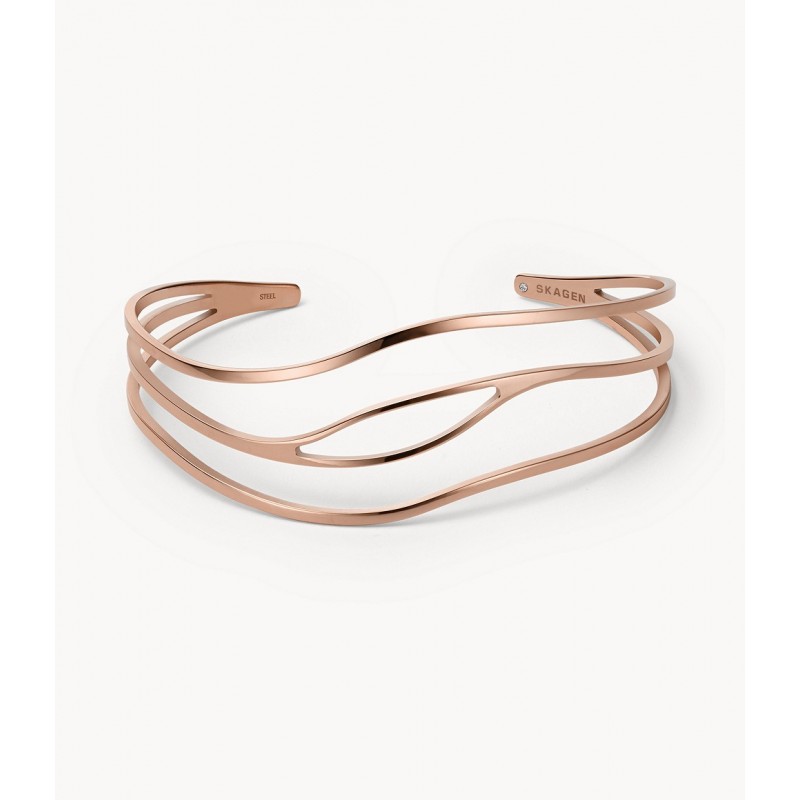 Bracelet Jonc Femme Skagen Agnethe acier doré rose